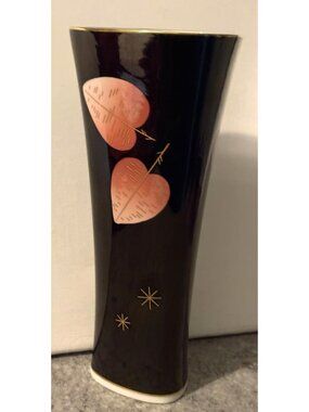 Weimar West Germany Black 8.25" Hawai Design #603 Vase  # 3365